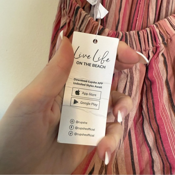 Cupshe | 100% Cotton Striped Strapless Open Back Jumpsuit - Picture 12 of 14